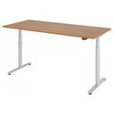 Bureau à hauteur réglable électriquement XDLR 19 S aspect noyer avec pieds blancs de hjh OFFICE PRO