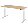 Bureau à hauteur réglable électriquement XDLR 19 S avec plateau en chêne et structure blanche de hjh OFFICE PRO