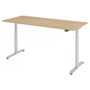 Bureau à hauteur réglable électriquement XDLR 19 S avec plateau en chêne et structure blanche de hjh OFFICE PRO