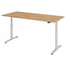 Bureau à hauteur réglable électriquement XDLR 19 S en chêne noueux avec piètement blanc de hjh OFFICE PRO