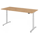 Bureau à hauteur réglable électriquement XDLR 19 S en chêne noueux avec piètement blanc de hjh OFFICE PRO