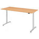 Bureau à hauteur réglable électriquement XDLR 19 S en hêtre avec piètement argenté de hjh OFFICE PRO