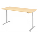 Bureau à hauteur réglable électriquement XDLR 19 S en érable avec structure argentée de hjh OFFICE PRO