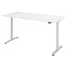 Bureau à hauteur réglable électriquement XDLR 19 S en blanc avec plateau rectangulaire de hjh OFFICE PRO