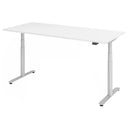 Bureau à hauteur réglable électriquement XDLR 19 S en blanc avec plateau rectangulaire de hjh OFFICE PRO