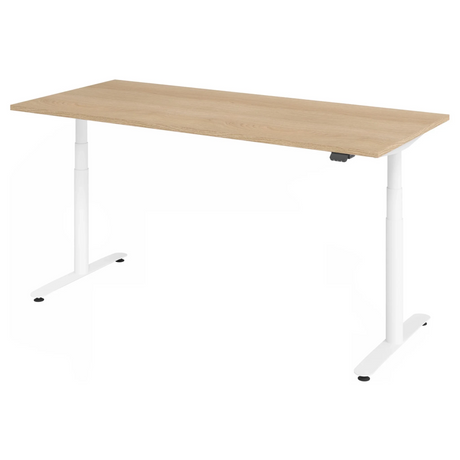 Bureau réglable électriquement en hauteur XDLR 19 W en chêne avec structure blanche de hjh OFFICE PRO