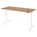 Bureau réglable en hauteur électriquement XDLR 19 W avec plateau en noyer et pieds blancs de hjh OFFICE PRO