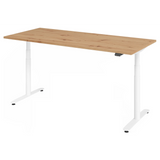 Bureau à hauteur réglable électriquement XDLR 19 W en chêne rustique avec piètement blanc de hjh OFFICE PRO