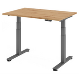 Bureau à hauteur réglable électriquement XDSM 12 G en chêne rustique avec piètement gris de hjh OFFICE PRO