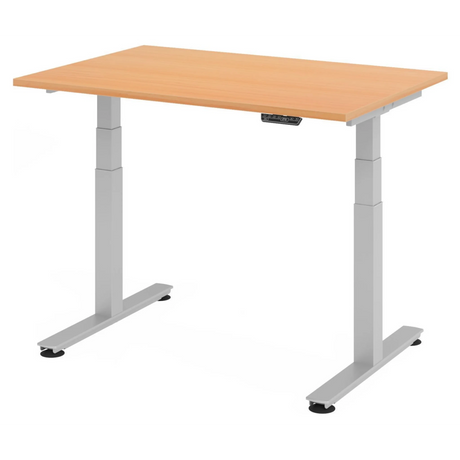 Bureau à hauteur réglable électriquement XDSM 12 S en hêtre avec structure grise de hjh OFFICE PRO