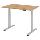 Bureau à hauteur réglable électriquement XDSM 12 S en chêne rustique avec piètement blanc de hjh OFFICE PRO