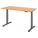 Bureau à hauteur réglable électriquement XDSM 16 G en hêtre avec structure grise de hjh OFFICE PRO