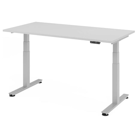 Bureau à hauteur réglable électriquement XDSM 16 S en gris avec panneau de commande de hjh OFFICE PRO