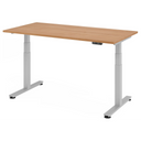 Bureau à hauteur réglable électriquement XDSM 16 S avec effet noyer et structure argentée de hjh OFFICE PRO