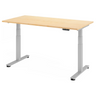 Bureau à hauteur réglable électriquement XDSM 16 S en érable avec structure argentée de hjh OFFICE PRO