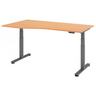 Bureau à hauteur réglable électriquement XDSM 18 G en hêtre avec pieds gris de hjh OFFICE PRO
