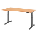 Bureau à hauteur réglable électriquement XDSM 18 G en hêtre avec pieds gris de hjh OFFICE PRO