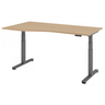 Bureau à hauteur réglable électriquement XDSM 18 G effet chêne avec structure grise de hjh OFFICE PRO
