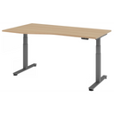 Bureau à hauteur réglable électriquement XDSM 18 G effet chêne avec structure grise de hjh OFFICE PRO