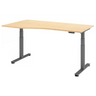 Bureau à hauteur réglable électriquement XDSM 18 G en érable avec piètement gris de hjh OFFICE PRO