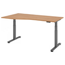 Bureau à hauteur réglable électriquement XDSM 18 G aspect noyer avec pieds gris de hjh OFFICE PRO