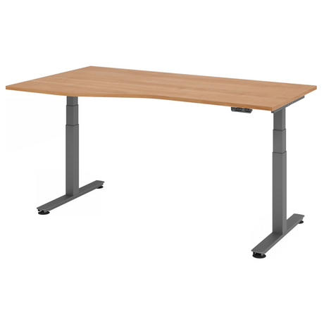 Bureau à hauteur réglable électriquement XDSM 18 G aspect noyer avec pieds gris de hjh OFFICE PRO