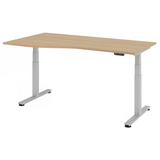 Bureau à hauteur réglable électriquement XDSM 18 S en chêne avec structure argentée de hjh OFFICE PRO