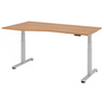 Bureau réglable en hauteur électriquement XDSM 18 S aspect noyer avec piètement argenté de hjh OFFICE PRO