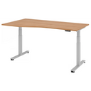Bureau réglable en hauteur électriquement XDSM 18 S aspect noyer avec piètement argenté de hjh OFFICE PRO