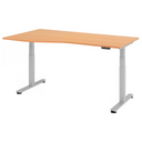Bureau à hauteur réglable électriquement XDSM 18 S en hêtre avec piètement argenté de hjh OFFICE PRO