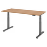Bureau à hauteur réglable électriquement XDSM 19 G aspect noyer avec pieds gris de hjh OFFICE PRO