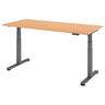 Bureau à hauteur réglable électriquement XDSM 19 G en hêtre avec pieds gris de hjh OFFICE PRO