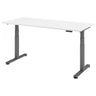 Bureau à hauteur réglable électriquement XDSM 19 G avec plateau blanc et pieds gris de hjh OFFICE PRO