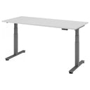 Bureau à hauteur réglable électriquement XDSM 19 G avec plateau blanc et cadre gris de hjh OFFICE PRO