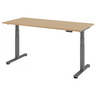 Bureau réglable en hauteur électriquement XDSM 19 G en chêne avec structure grise de hjh OFFICE PRO