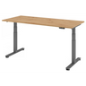 Bureau réglable en hauteur électriquement XDSM 19 G avec plateau en chêne rustique et piètement gris de hjh OFFICE PRO