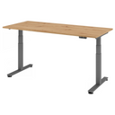 Bureau réglable en hauteur électriquement XDSM 19 G avec plateau en chêne rustique et piètement gris de hjh OFFICE PRO