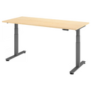 Bureau à hauteur réglable électriquement XDSM 19 G avec plateau en érable clair et pieds gris de hjh OFFICE PRO