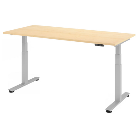 Bureau à hauteur réglable électriquement XDSM 19 S en érable avec cadre argenté de hjh OFFICE PRO