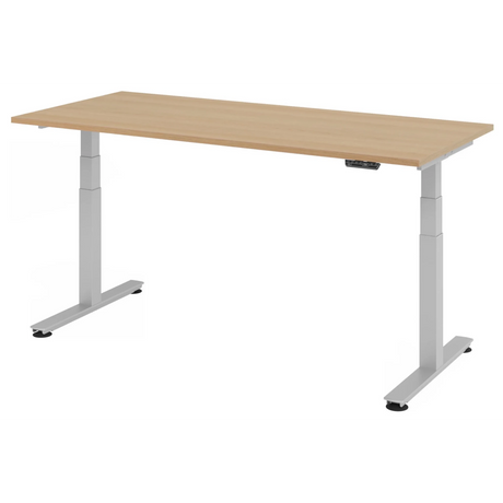 Bureau à hauteur réglable électriquement XDSM 19 S en chêne avec structure blanche de hjh OFFICE PRO