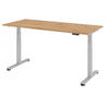 Bureau à hauteur réglable électriquement XDSM 19 S en chêne noueux avec structure blanche de hjh OFFICE PRO