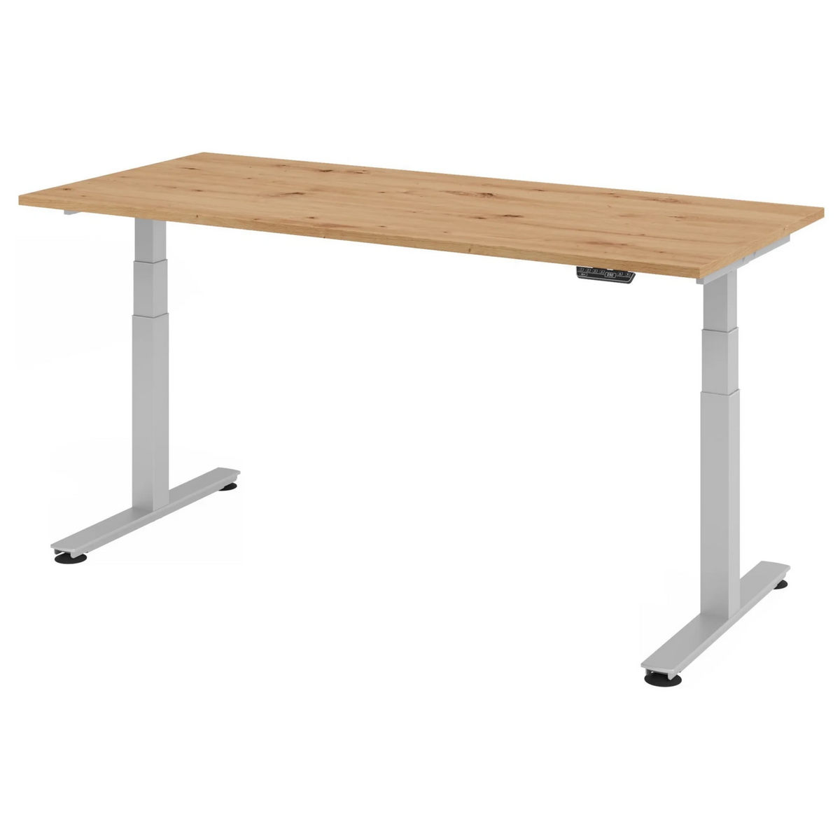 Bureau à hauteur réglable électriquement XDSM 19 S en chêne noueux avec structure blanche de hjh OFFICE PRO