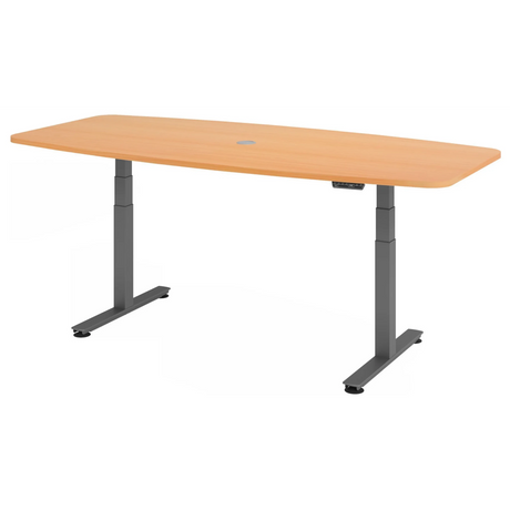 Bureau à hauteur réglable électriquement XDSM 22 G en hêtre avec pieds gris de hjh OFFICE PRO