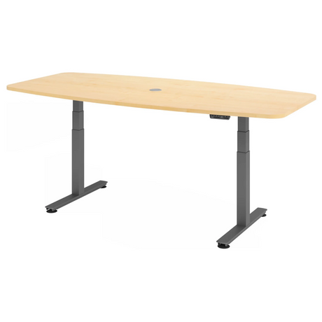 Bureau à hauteur réglable électriquement XDSM 22 G en érable avec pieds gris de hjh OFFICE PRO