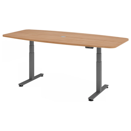 Bureau à hauteur réglable électriquement XDSM 22 G en noyer avec pieds gris de hjh OFFICE PRO