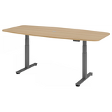 Bureau à hauteur réglable électriquement XDSM 22 G aspect chêne avec piètement gris de hjh OFFICE PRO