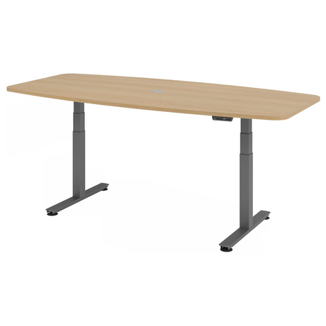 Bureau à hauteur réglable électriquement XDSM 22 G aspect chêne avec piètement gris de hjh OFFICE PRO