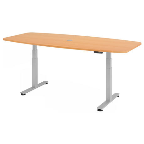 Bureau à hauteur réglable électriquement XDSM 22 S en hêtre avec structure argentée de hjh OFFICE PRO