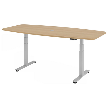 Bureau à hauteur réglable électriquement XDSM 22 S en chêne avec structure argentée de hjh OFFICE PRO