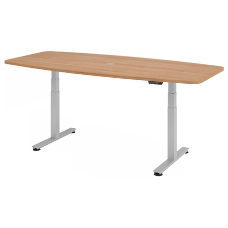 Bureau à hauteur réglable électriquement XDSM 22 S aspect noyer avec piètement argenté de hjh OFFICE PRO